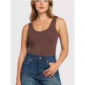 nuuds Seamless Scoop Tank Bodysuit in Coffee XL